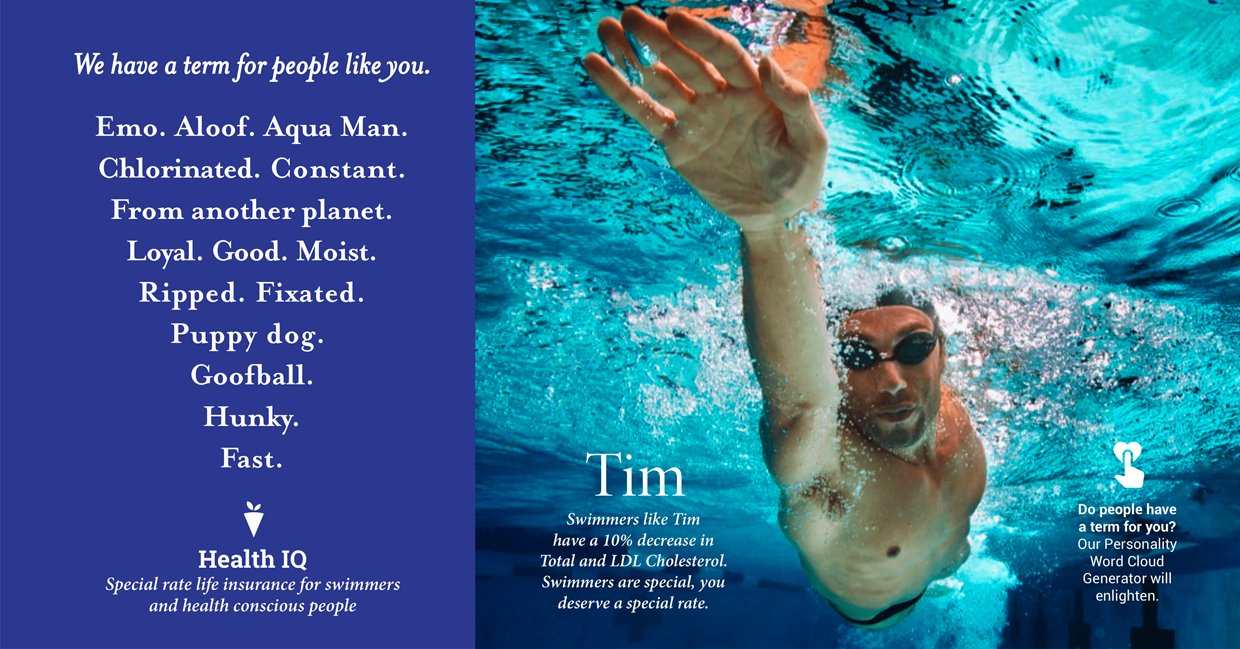 Swimmer Tim for healthy life insurance